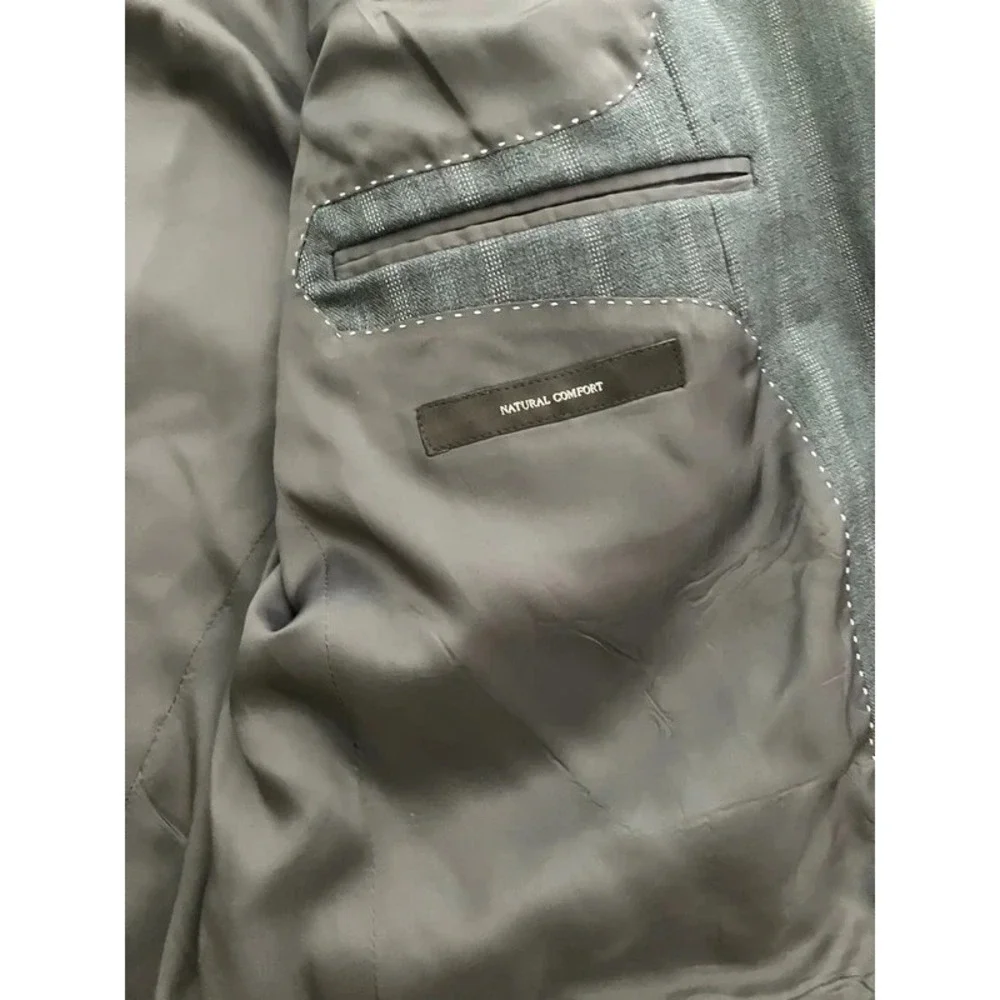 VTG Ermengildo Zegna 52R Plaid Striped Grey Blazer Mexico Rayon Mafia Mobster